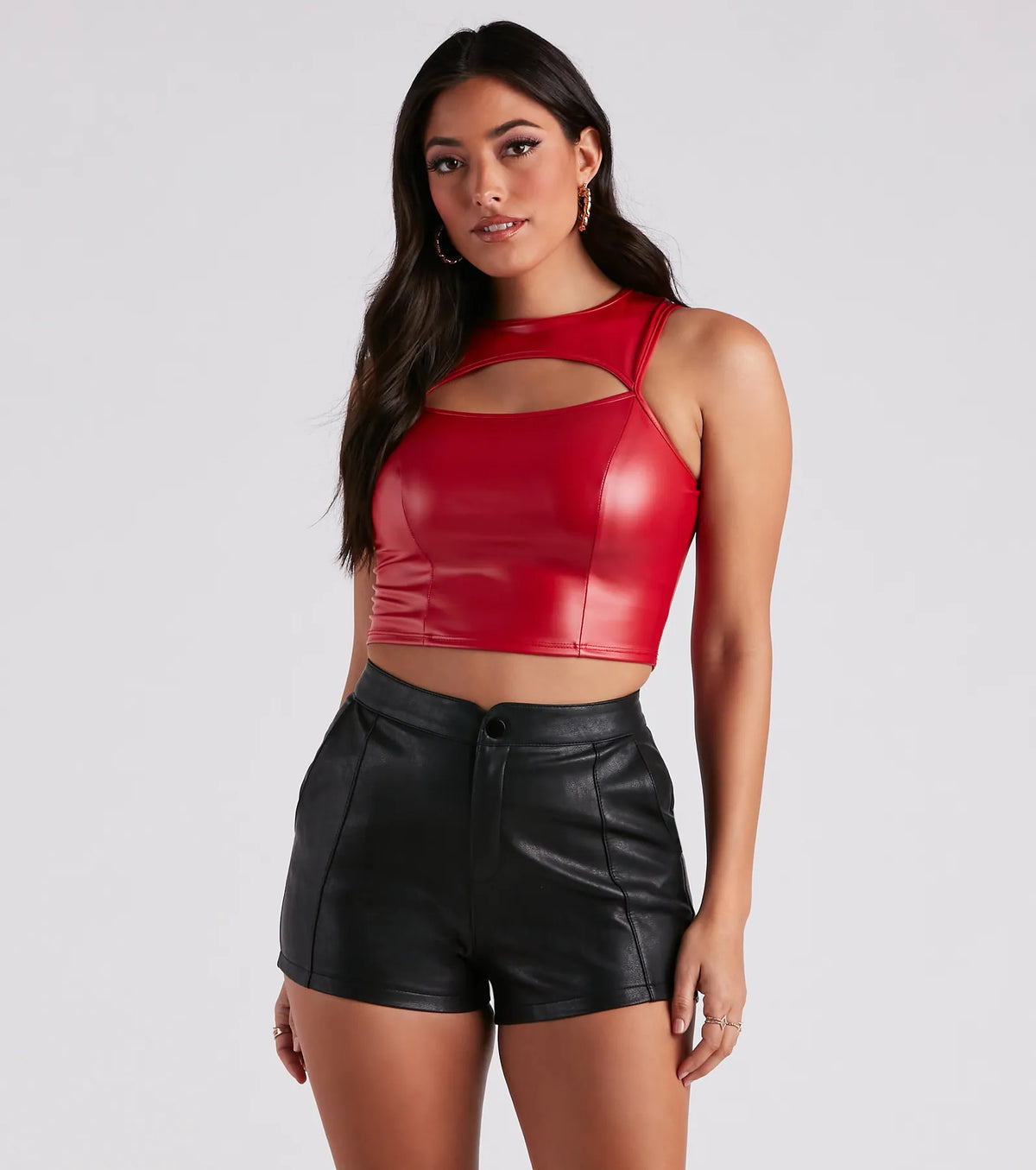 Cut To The Style Faux Leather Crop Top