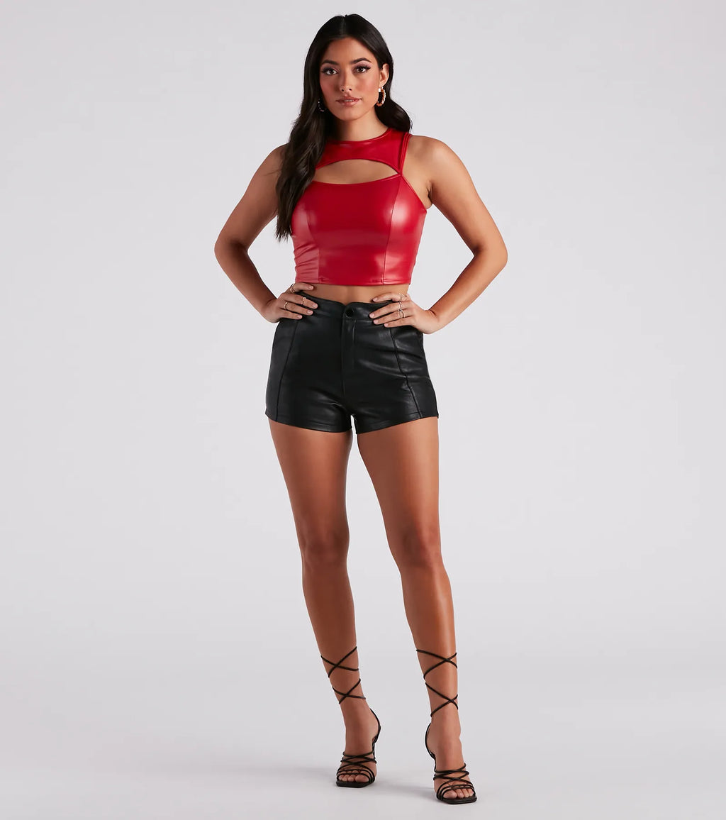 Cut To The Style Faux Leather Crop Top