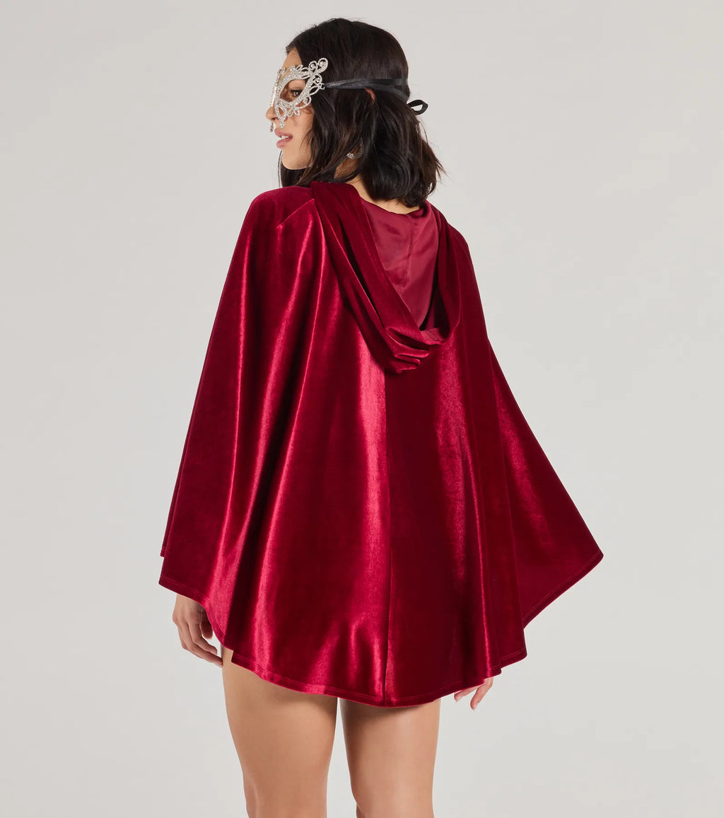 Spooky And Sultry Velvet Hooded Cape