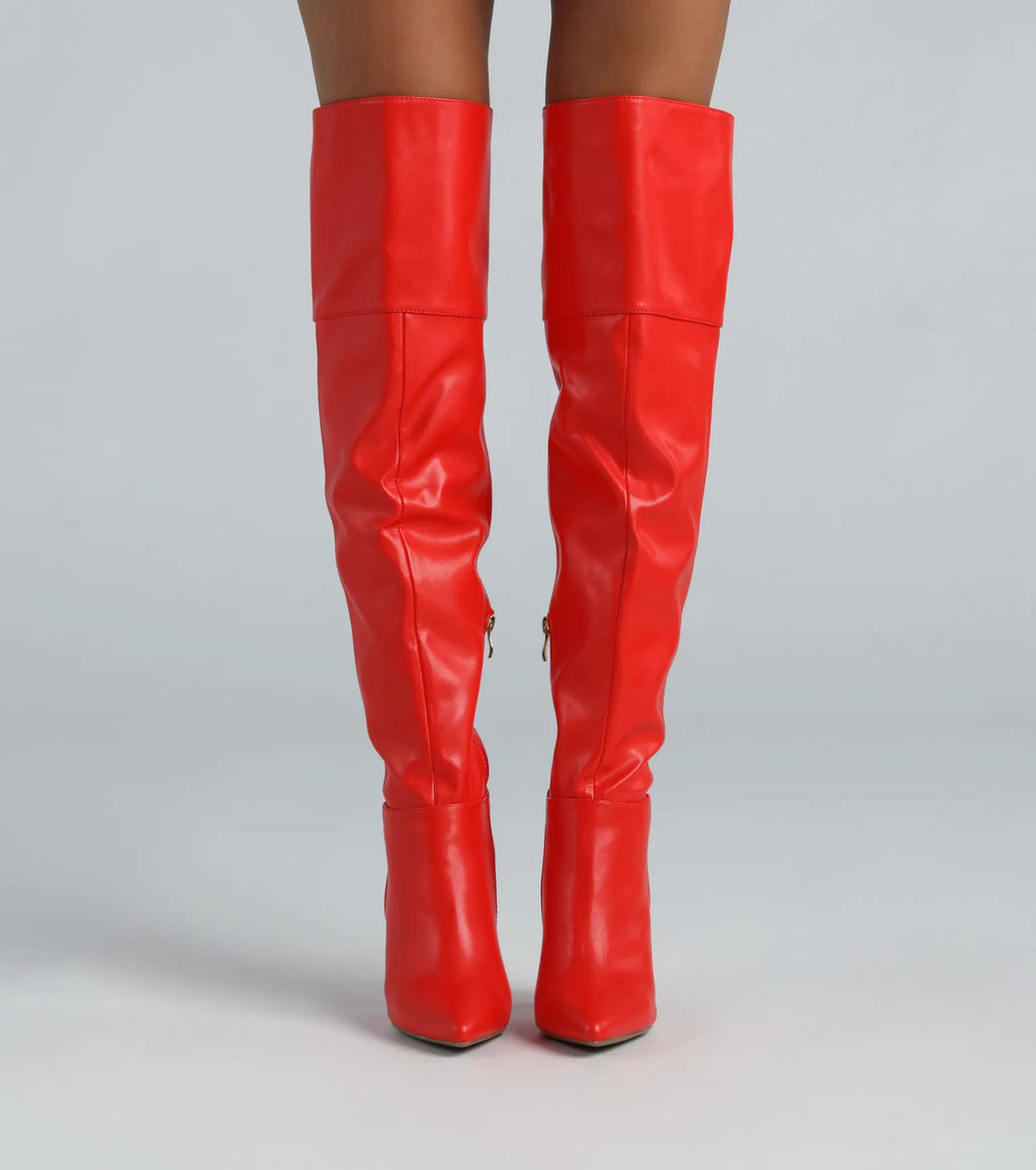 Dare To Be Bold Faux Leather Over-The-Knee Boots