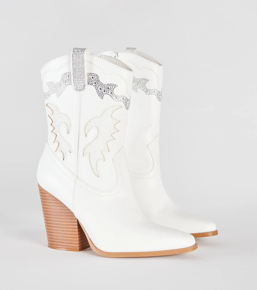 Made You Dazzle Rhinestone Pearl Cowboy Boots