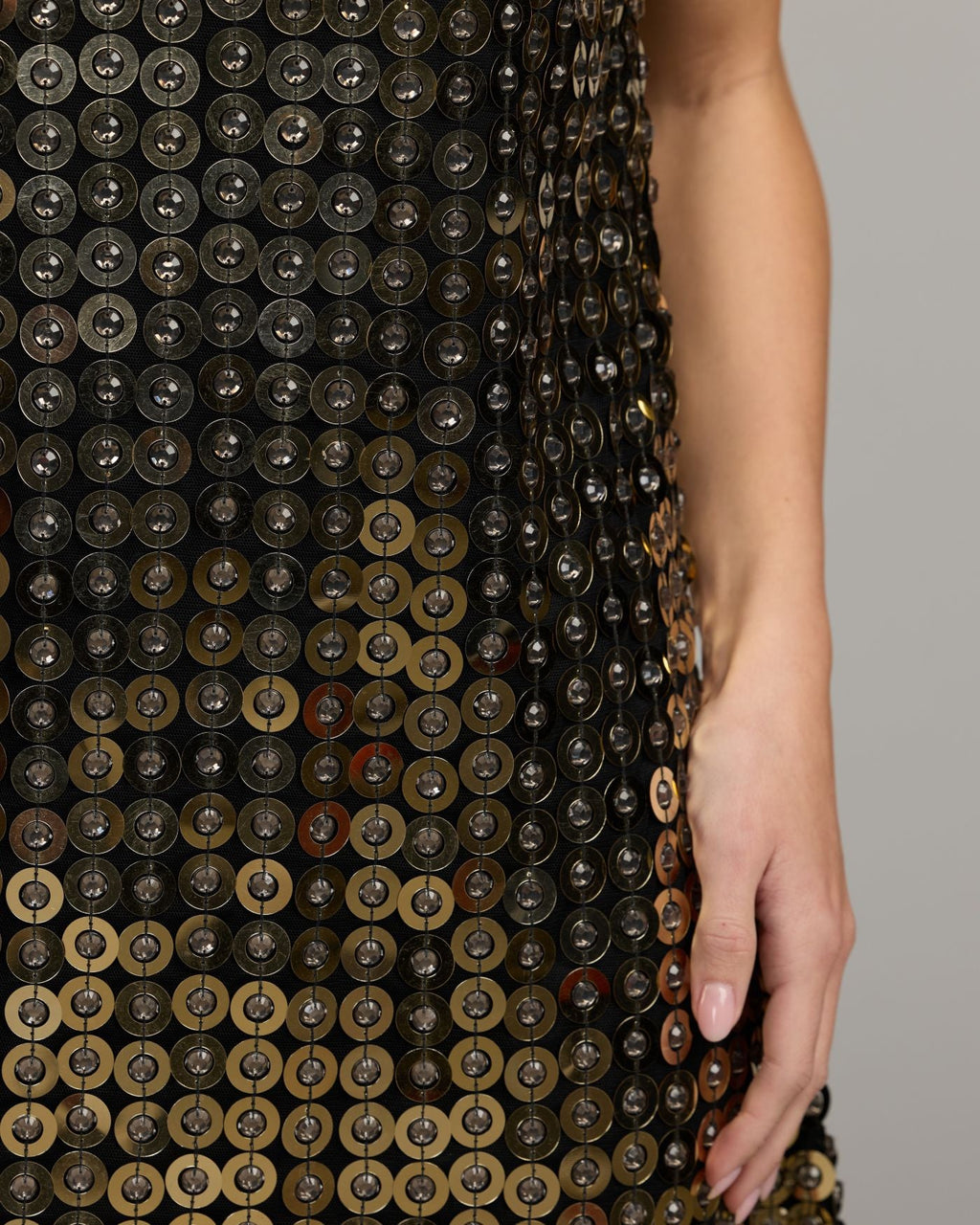 Black Metallic Embellished Mini Dress