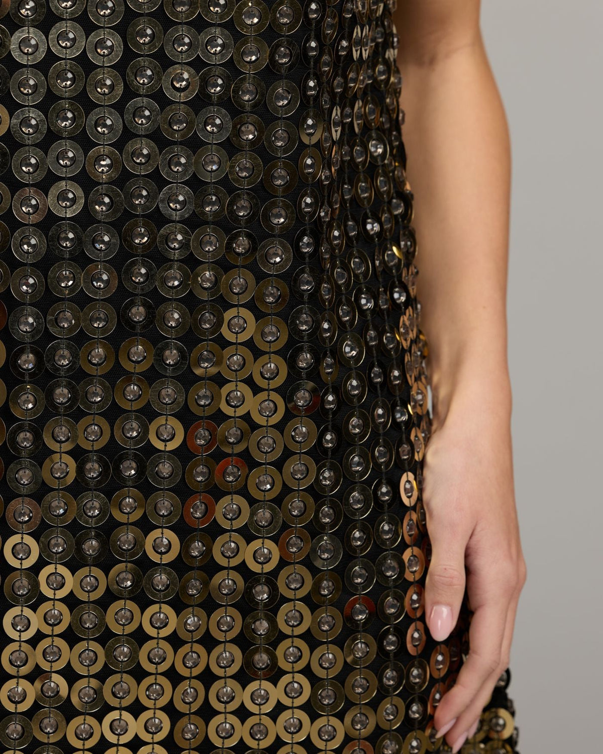 Black Metallic Embellished Mini Dress