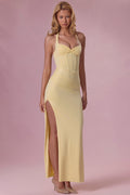 Jersey Corset Bridesmaid Dress in Butter Yellow