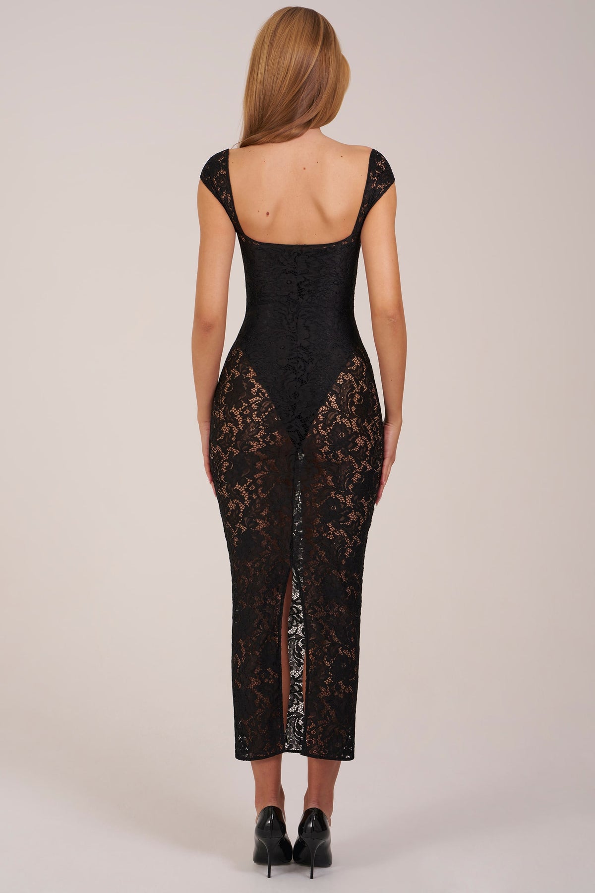 Sweetheart-Neck Maxi Dress in Black
