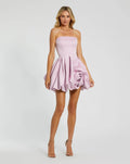 Purple Strapless Mini Dress With 3D Rosette