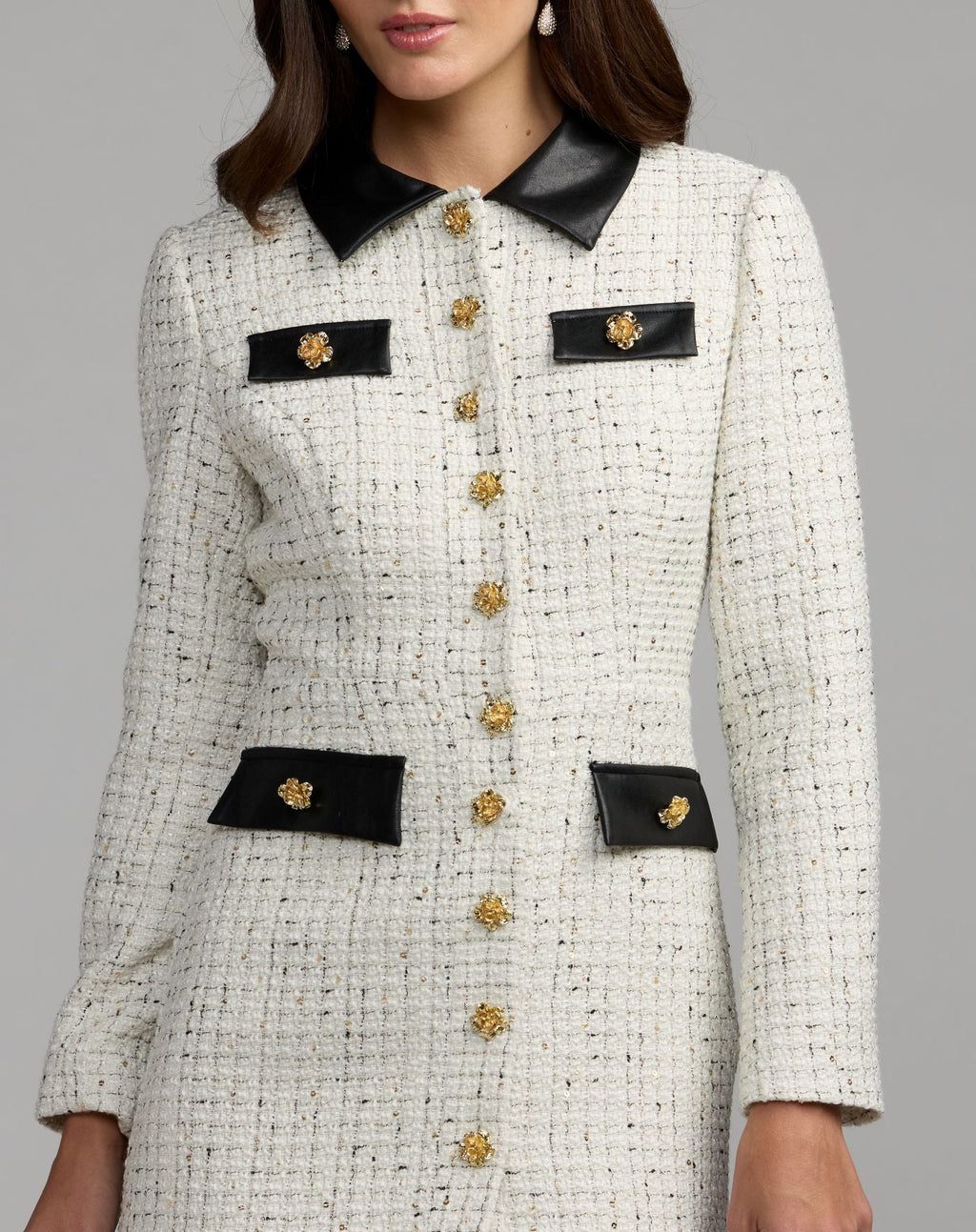 Ivory Long Sleeve Button Up Collared Mini Dress
