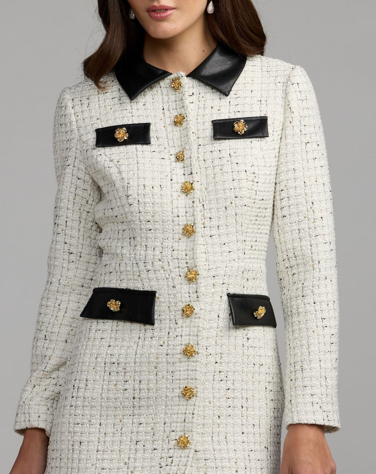 Ivory Long Sleeve Button Up Collared Mini Dress