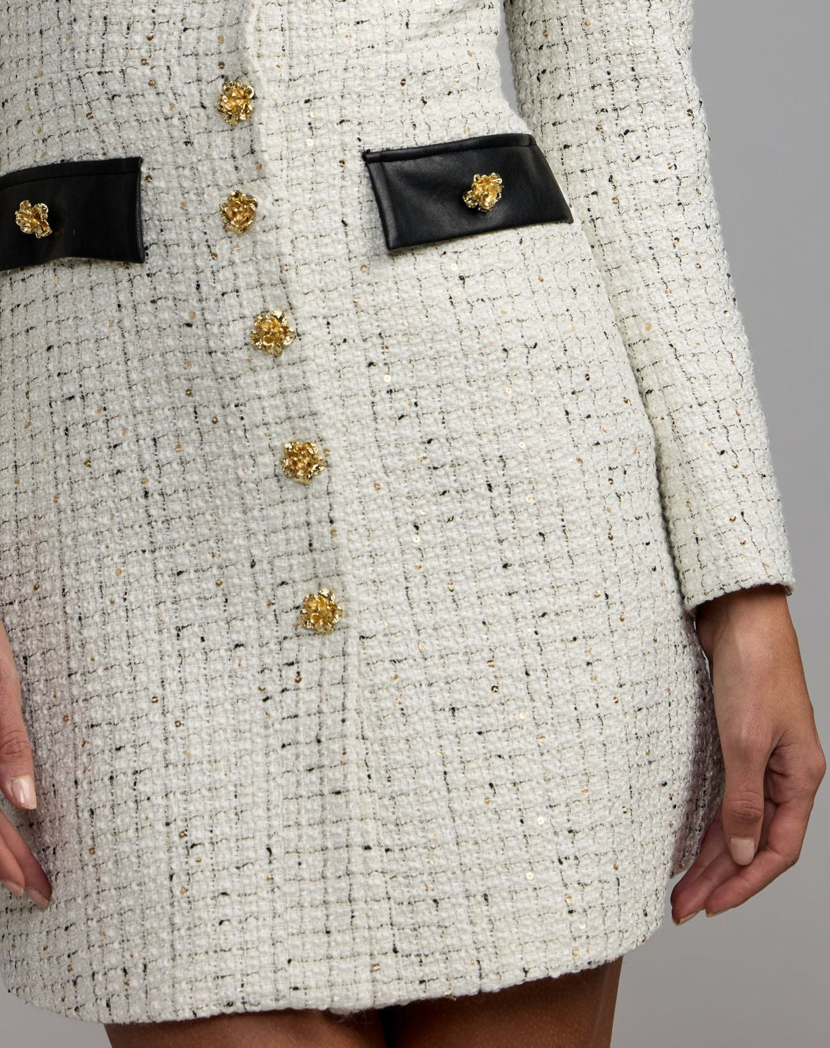 Ivory Long Sleeve Button Up Collared Mini Dress