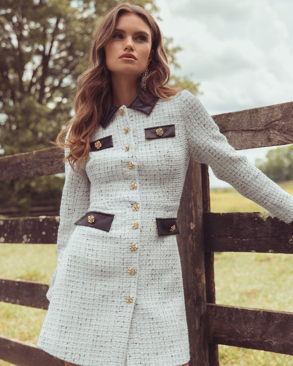 Ivory Long Sleeve Button Up Collared Mini Dress