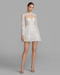White Long Sleeve Lace A-Line Mini Dress