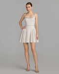 Ivory Embellished Boucle Fit and Flare Mini Dress