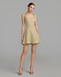 Gold Boucle Embellished A-Line Mini Dress