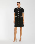 Black Pearl Trim Boucle Mini Dress