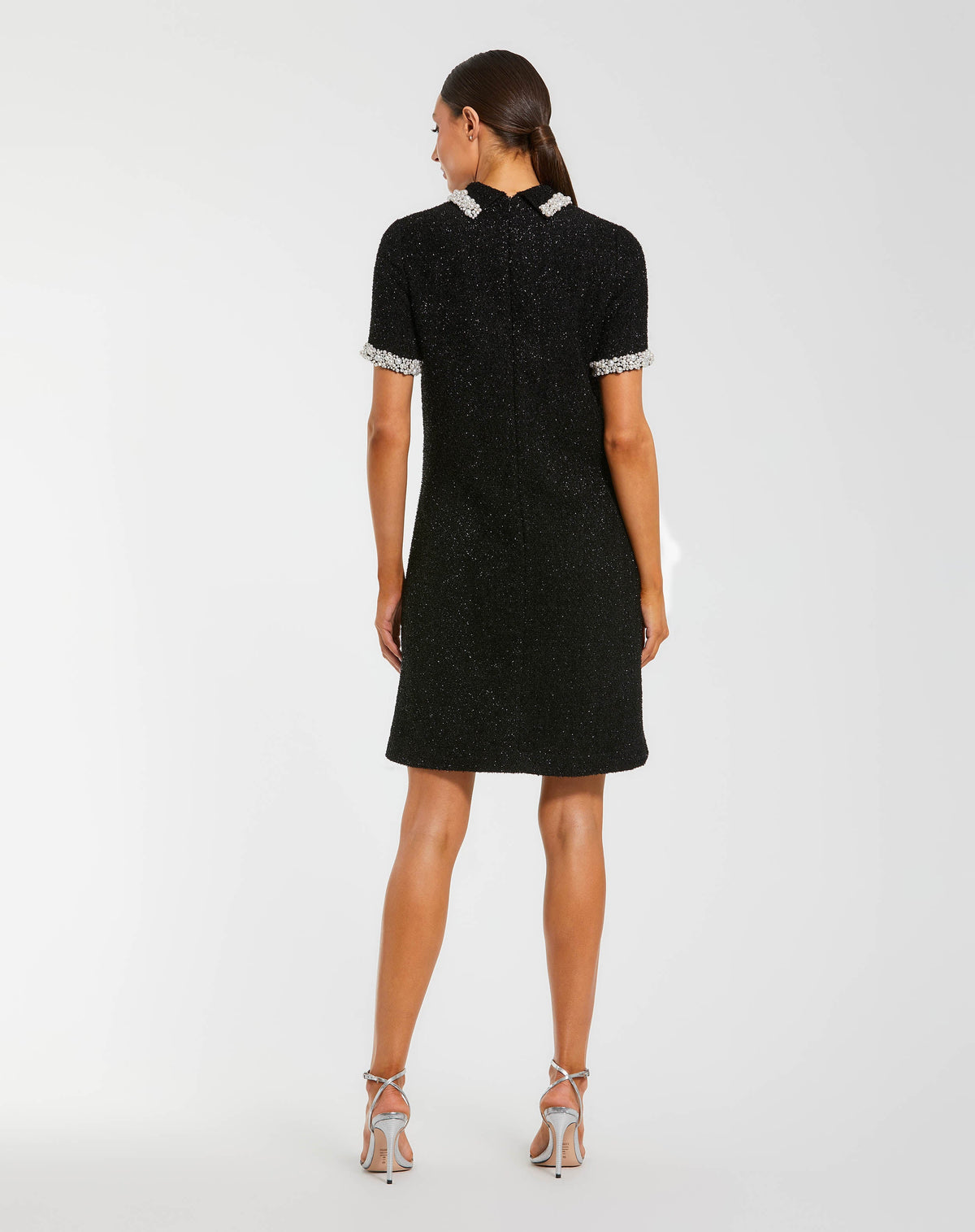 Black Pearl Trim Boucle Mini Dress