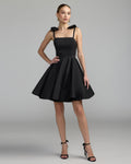 Black Bow Shoulder Mini Dress