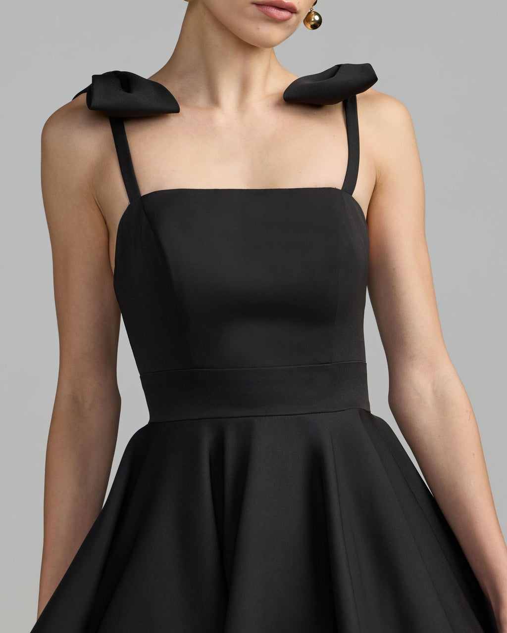 Black Bow Shoulder Mini Dress