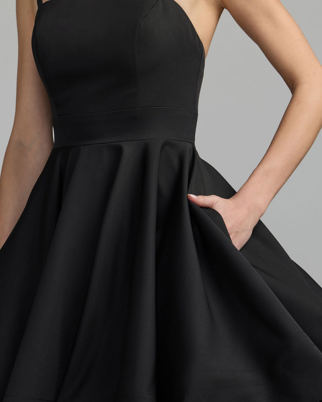 Black Bow Shoulder Mini Dress