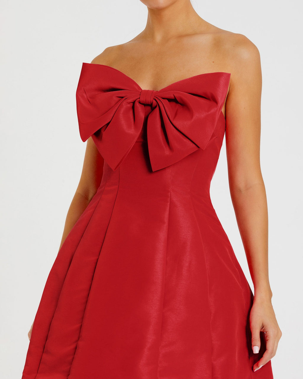 Red Strapless Oversized Bow Fit & Flare Mini Dress