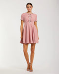 Pink Embellished Bow Trim Mini Dress
