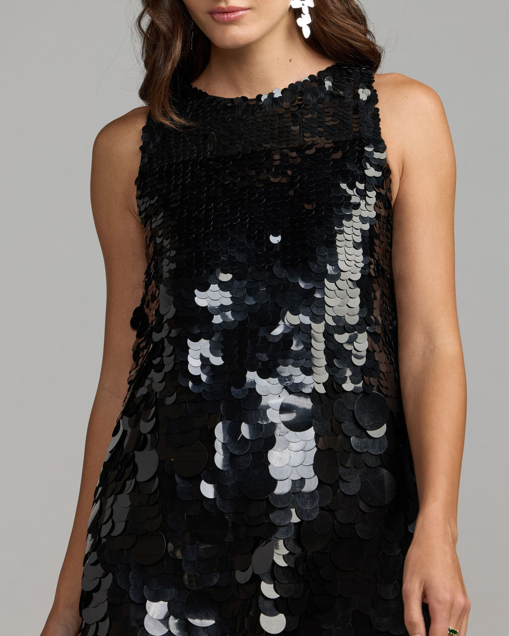 Black Paillette Sequin Sleeveless Mini Dress