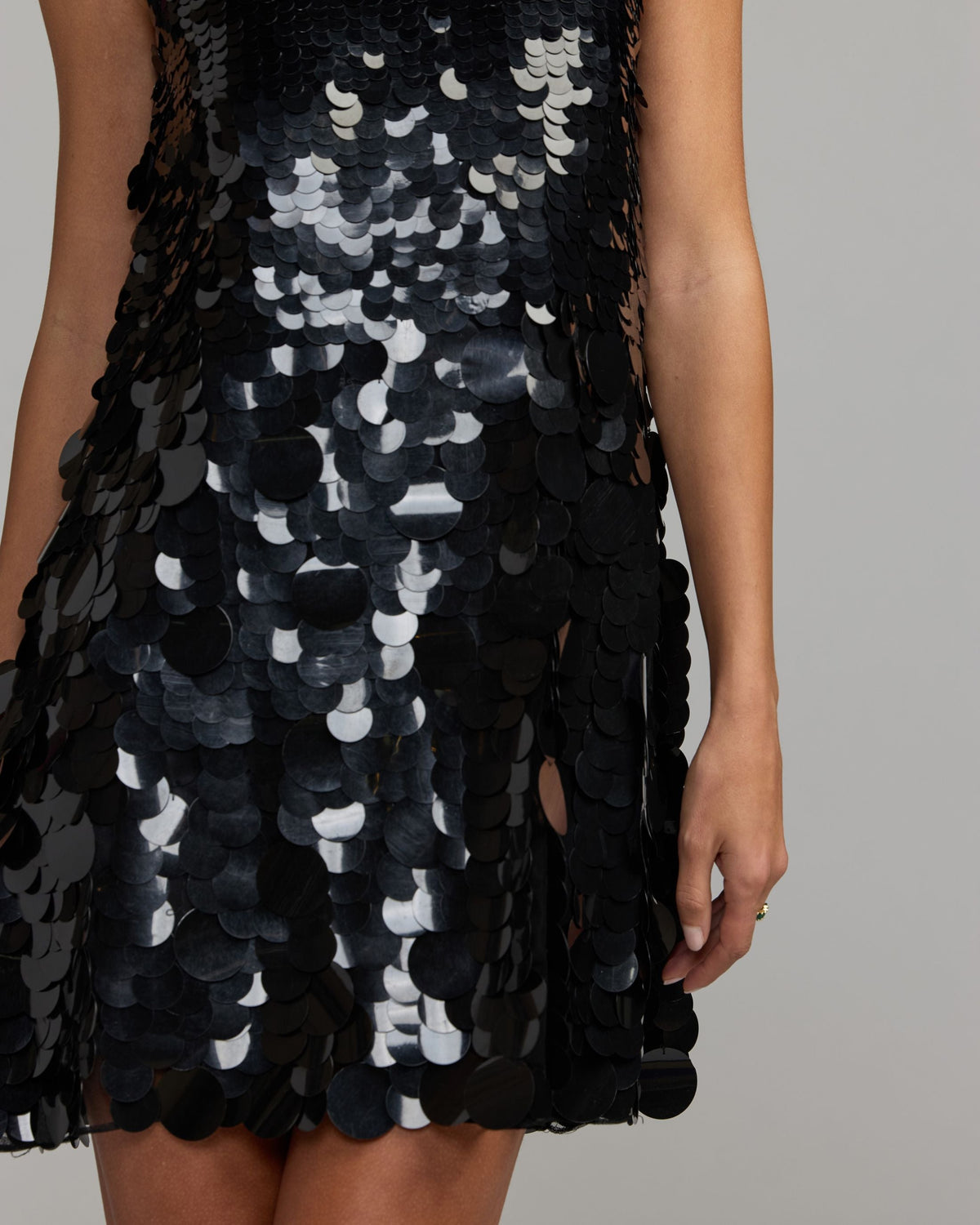 Black Paillette Sequin Sleeveless Mini Dress