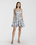 Platinum Multi Floral Square Neck Ruffled Cotton Mini Dress