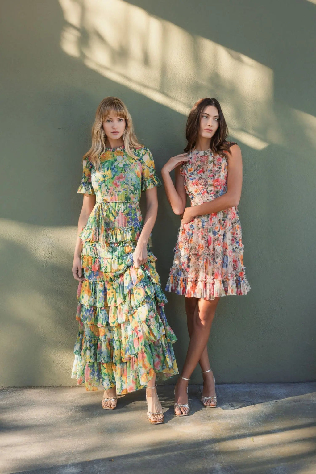 Multicolor Micro Ruffle Floral A-Line Mini Dress