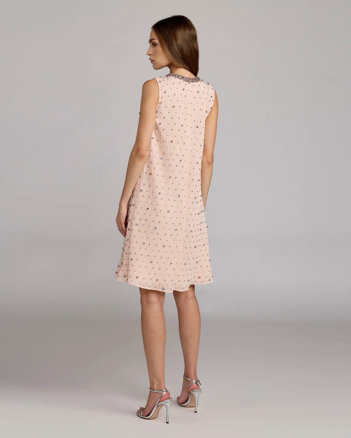 Blush Multi Embellished Sleeveless Shift Mini Dress