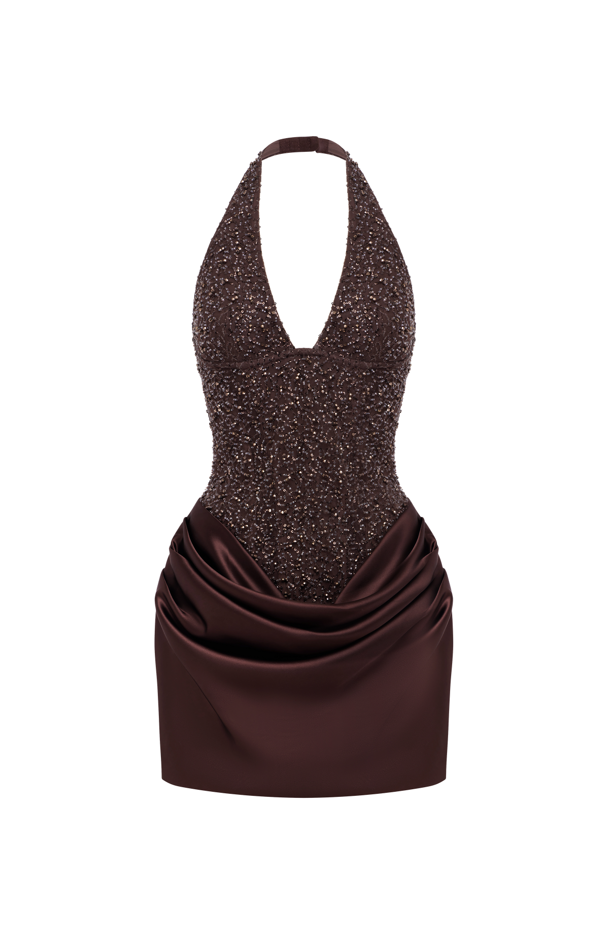 Adessa Mini Dress - Plum Brown