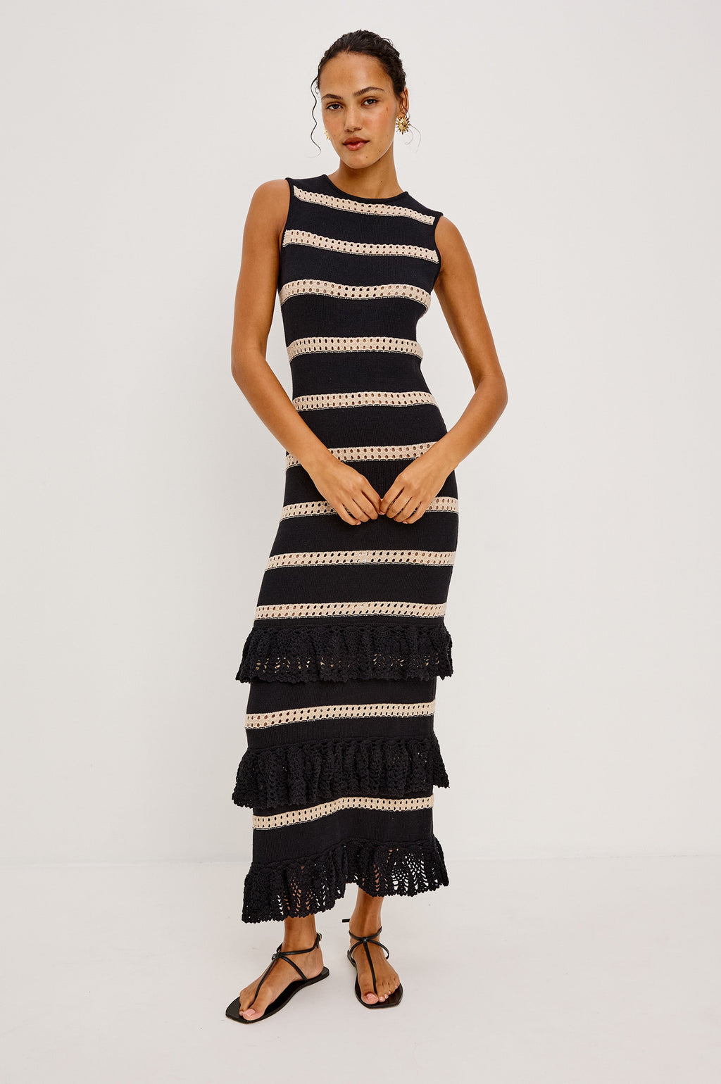 Ana Dress - Black Oat Stripe