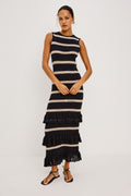 Ana Dress - Black Oat Stripe