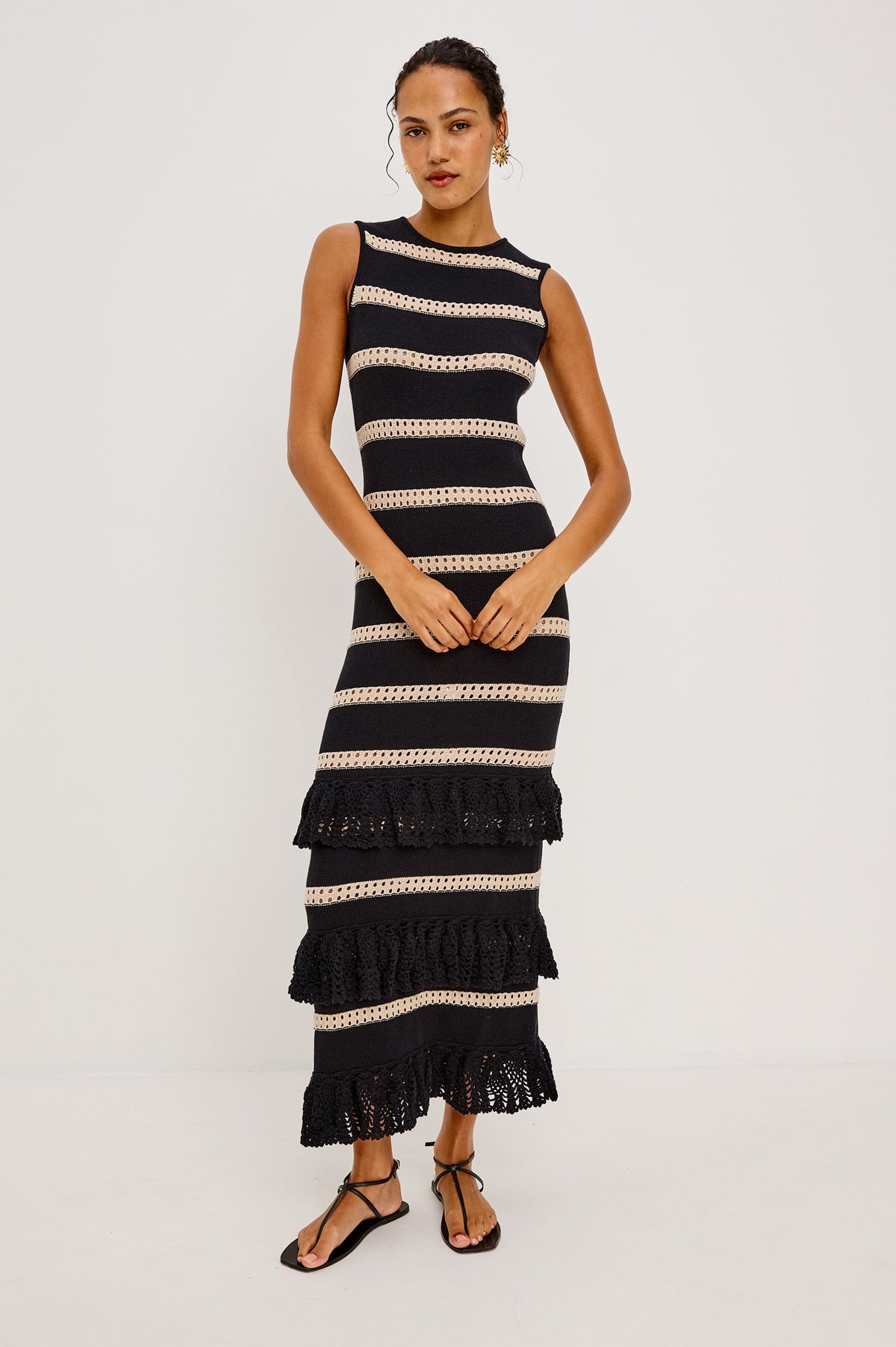 Ana Dress - Black Oat Stripe
