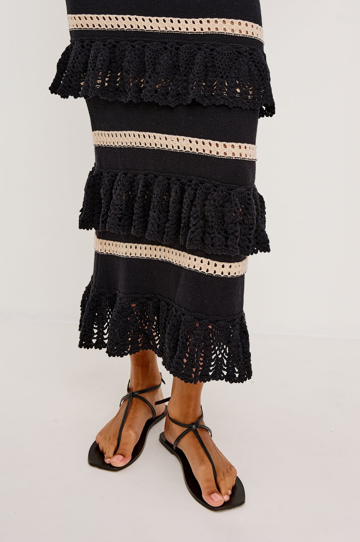 Ana Dress - Black Oat Stripe