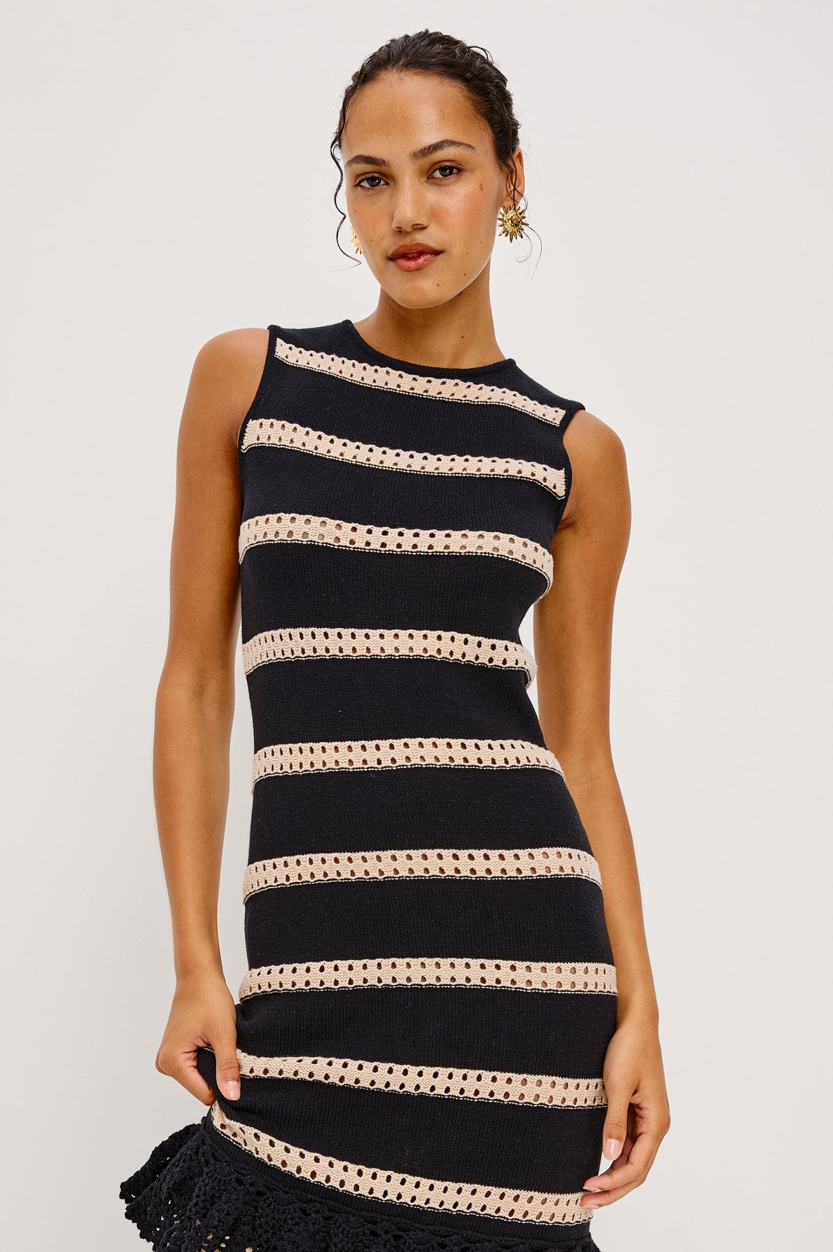 Ana Dress - Black Oat Stripe