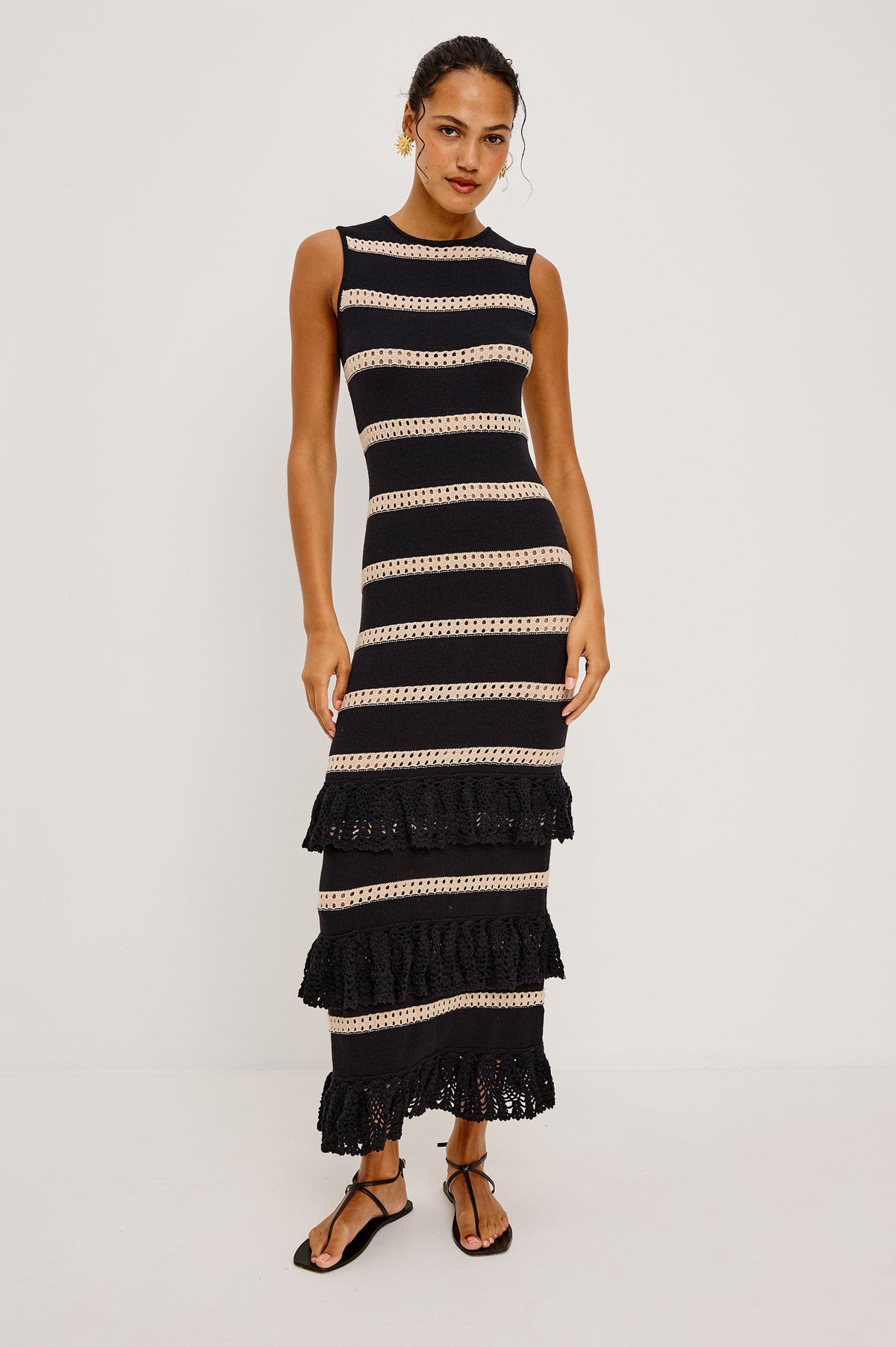 Ana Dress - Black Oat Stripe