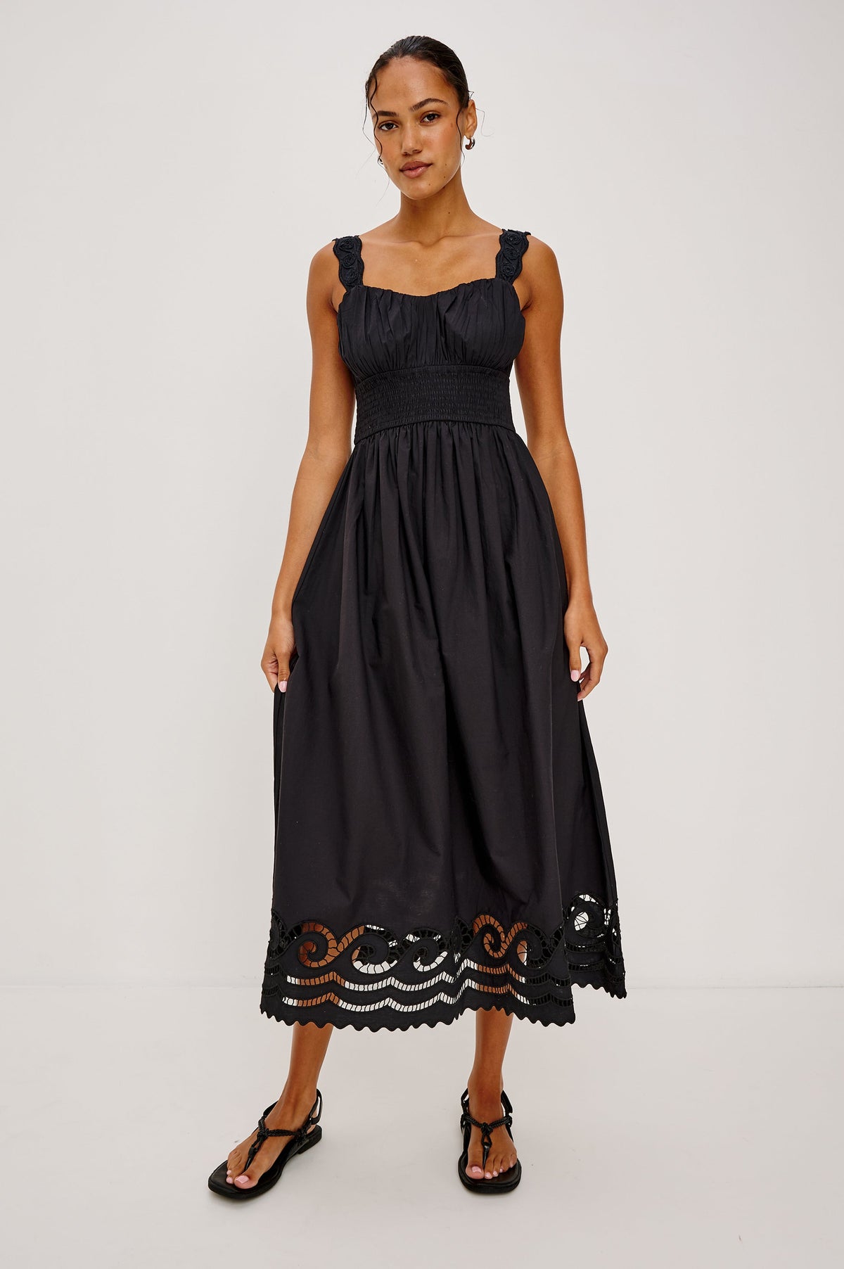 Anadia Dress - Black Embroidery