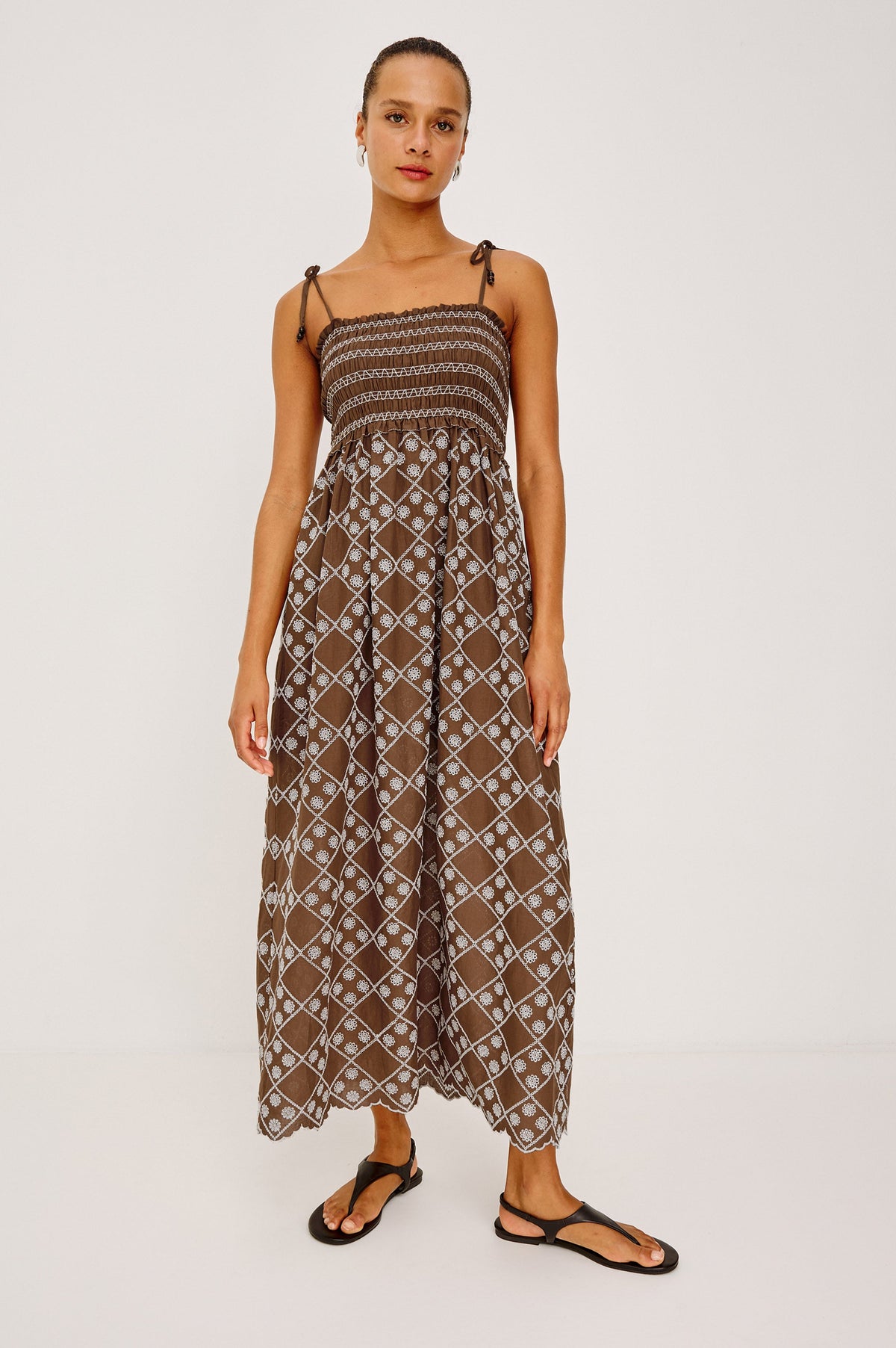 Becca Dress - Cocoa Daisy Embroidery