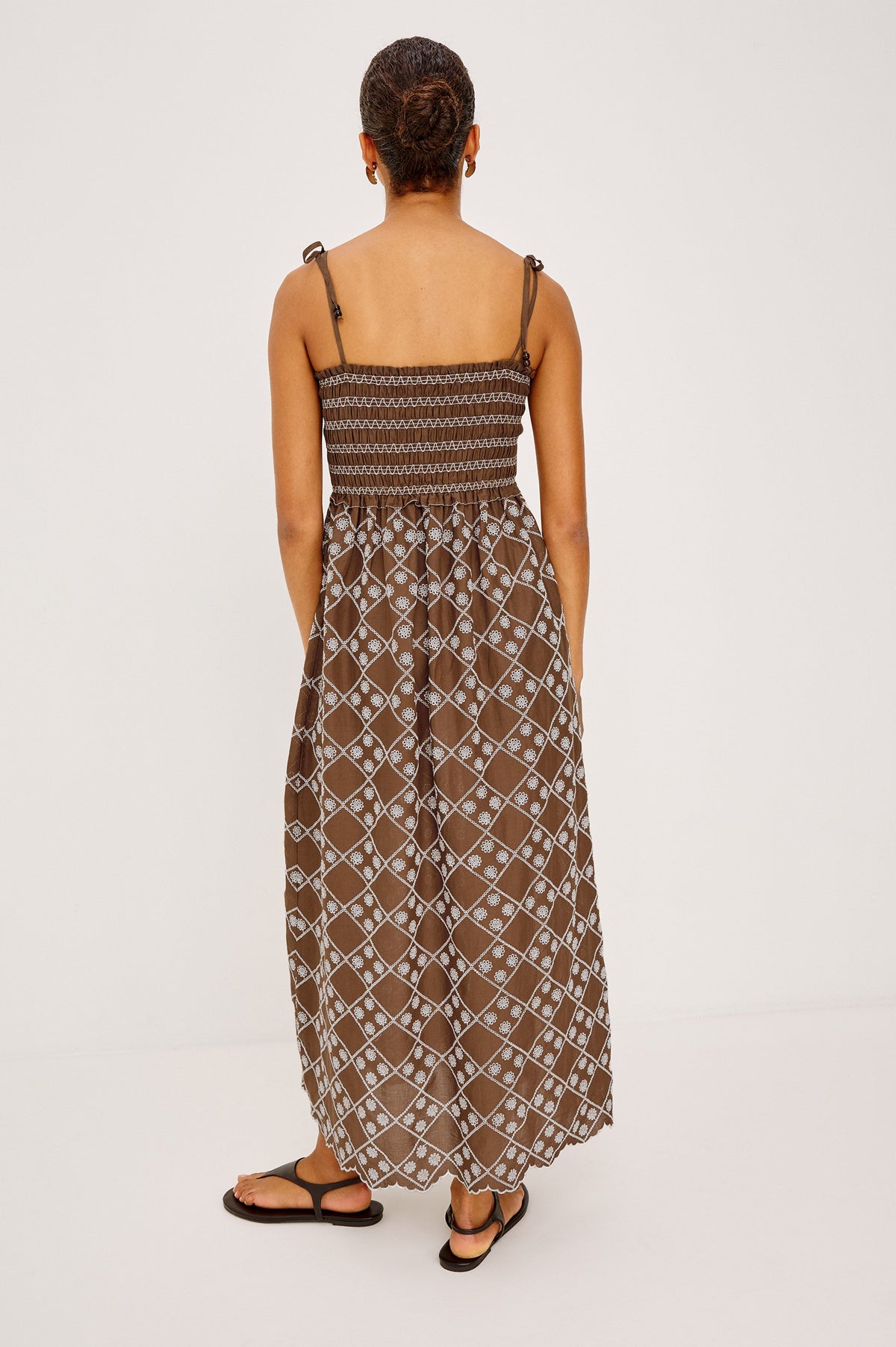 Becca Dress - Cocoa Daisy Embroidery