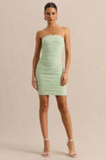 Merisse | Mint Bandeau Mini-Dress With Ruched-Detailing