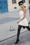 Daisa | White Bandeau Mini Dress With Boning