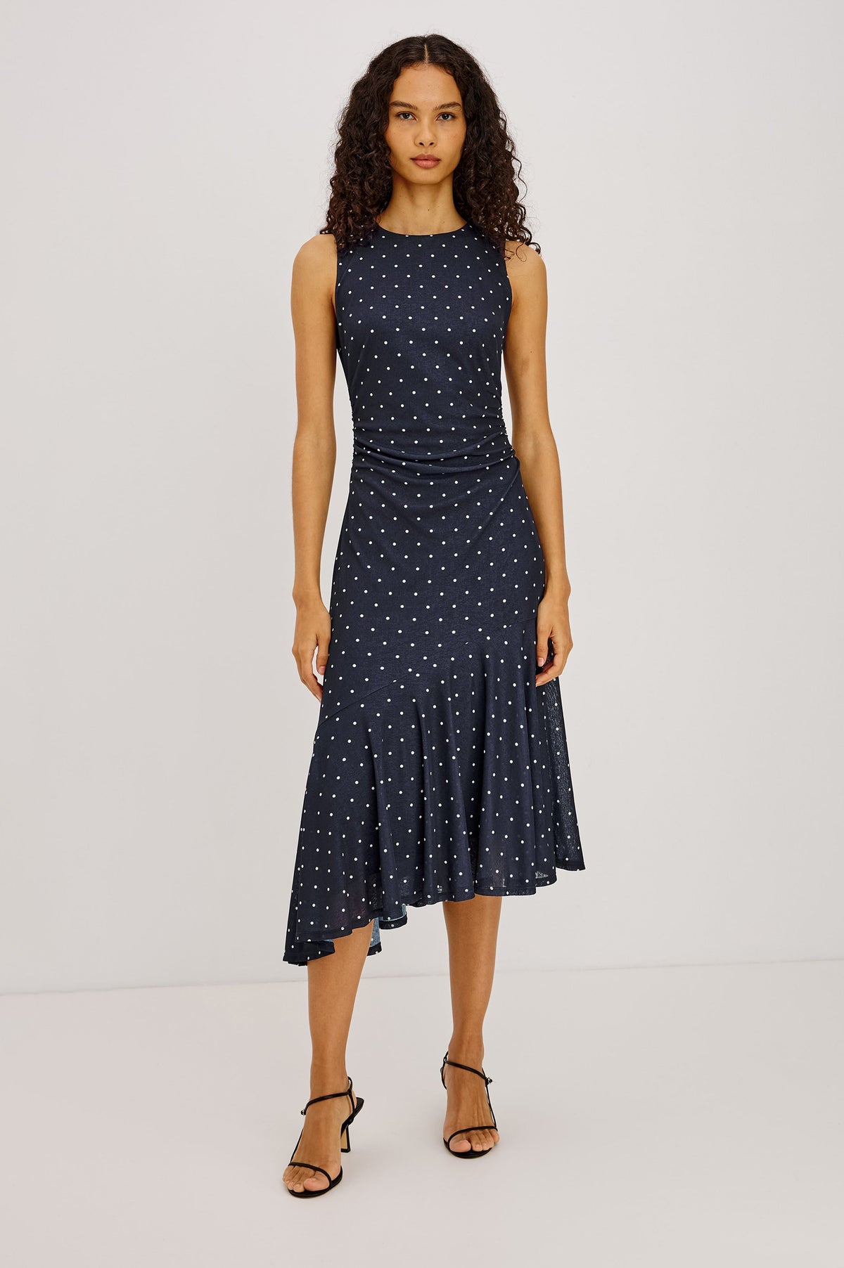 Daija Dress - Navy Polka Dots