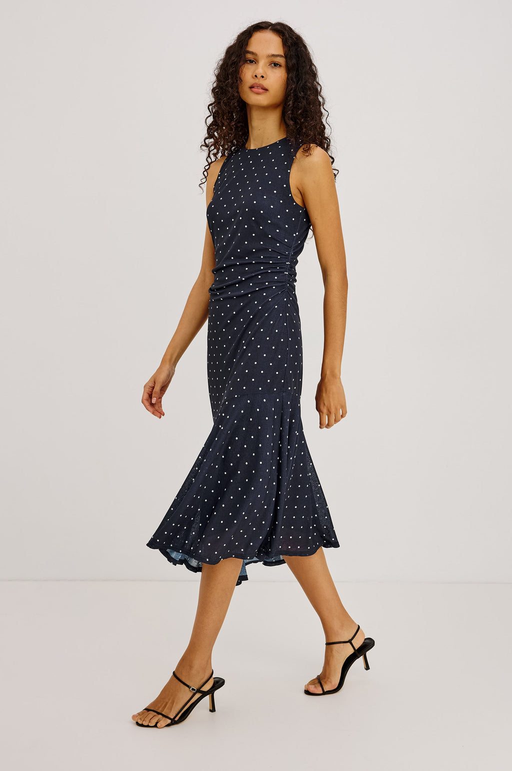 Daija Dress - Navy Polka Dots