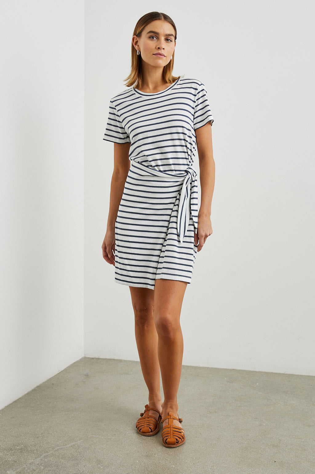 Edie Dress - Ivory Navy Stripe