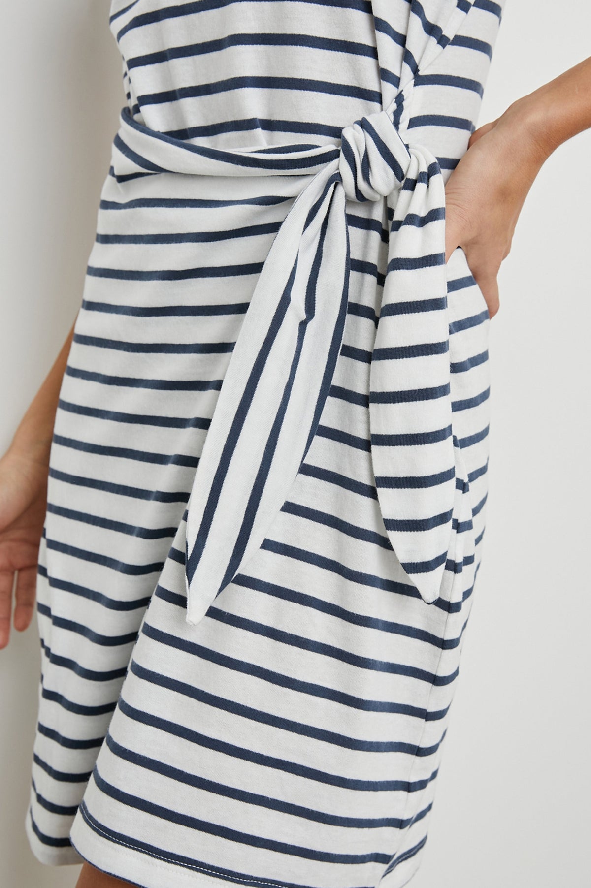 Edie Dress - Ivory Navy Stripe