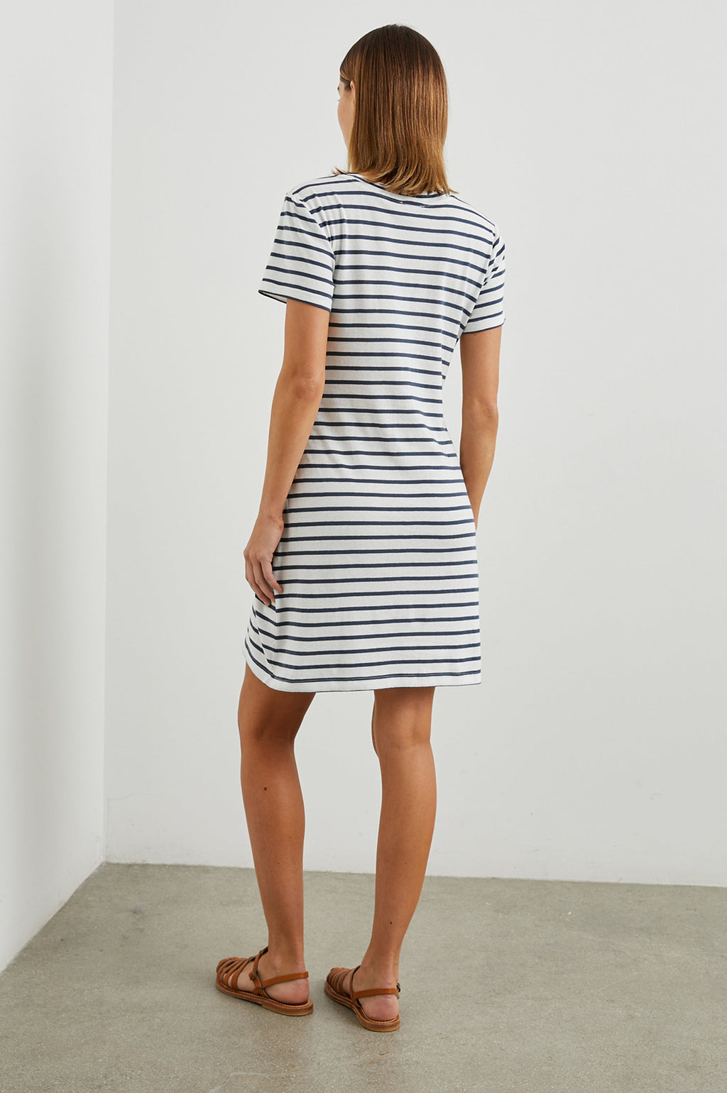 Edie Dress - Ivory Navy Stripe