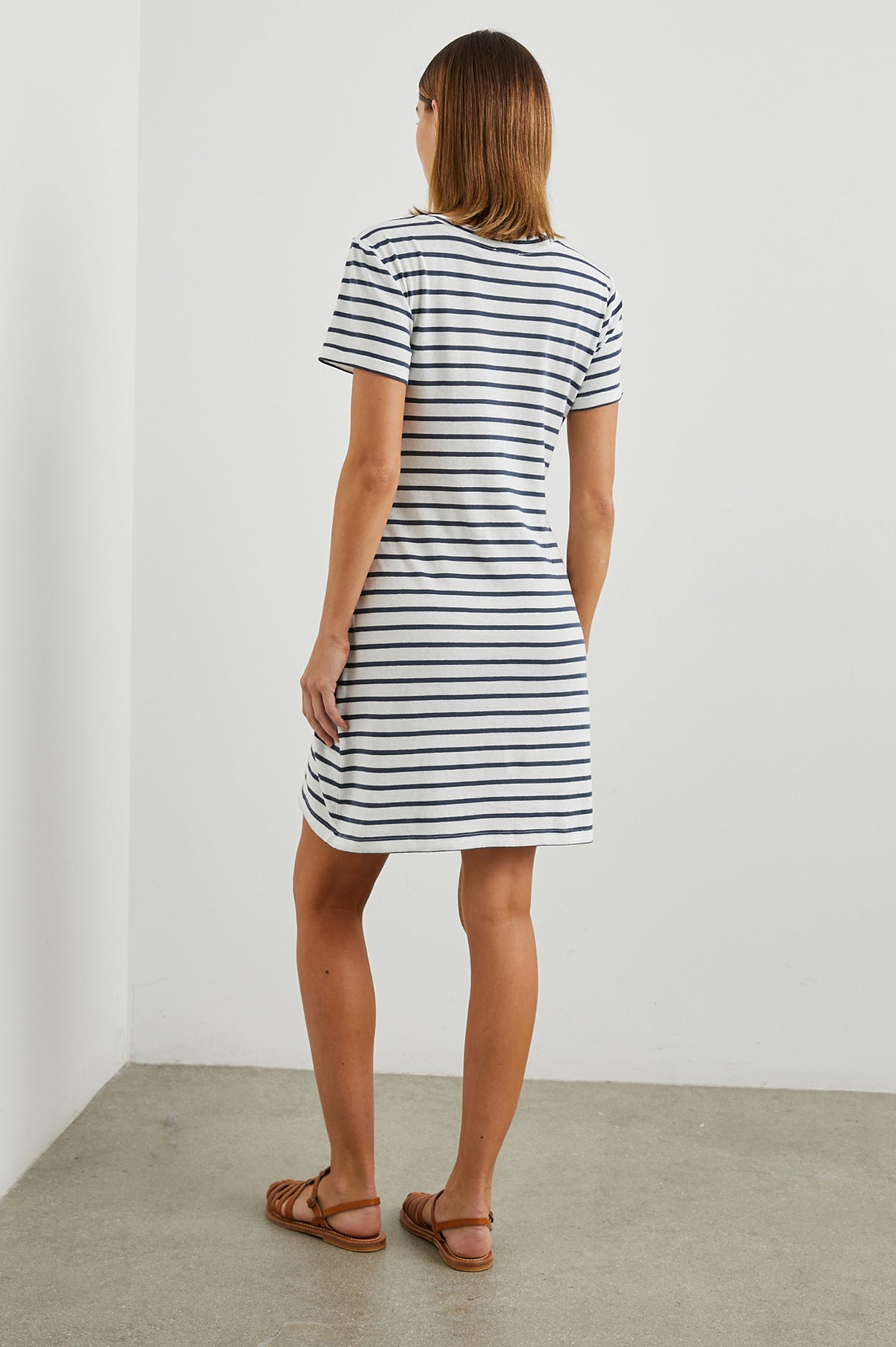 Edie Dress - Ivory Navy Stripe
