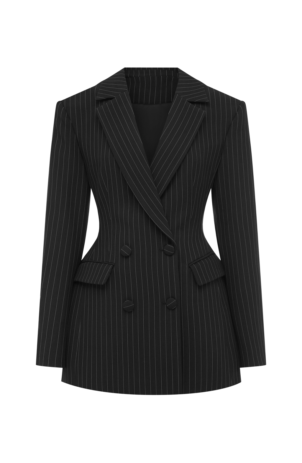 Elvira Mini Dress - Black Pinstripe