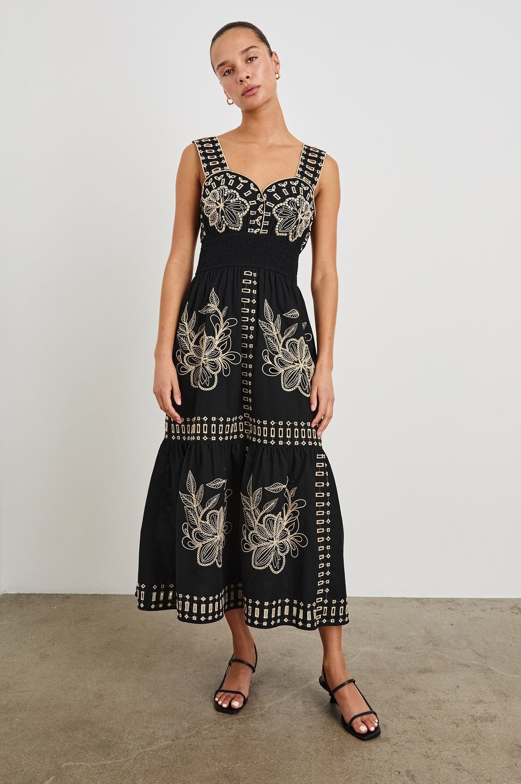 Fawn Dress - Black Tan Embroidery
