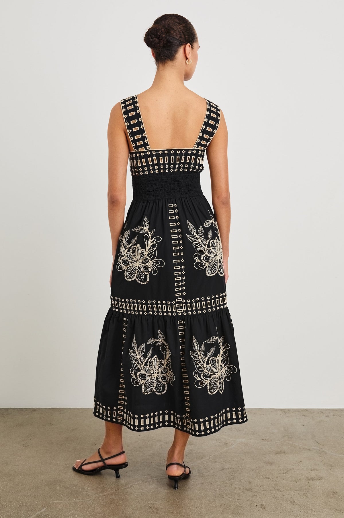 Fawn Dress - Black Tan Embroidery